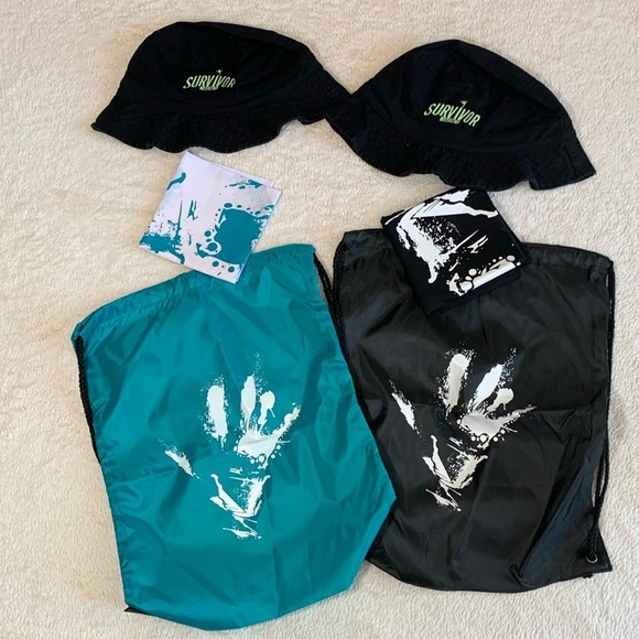 Survivor Weekend Package - Drawstring Backpacks , Hats & Bandanas All Brand New - Picture 1 of 10